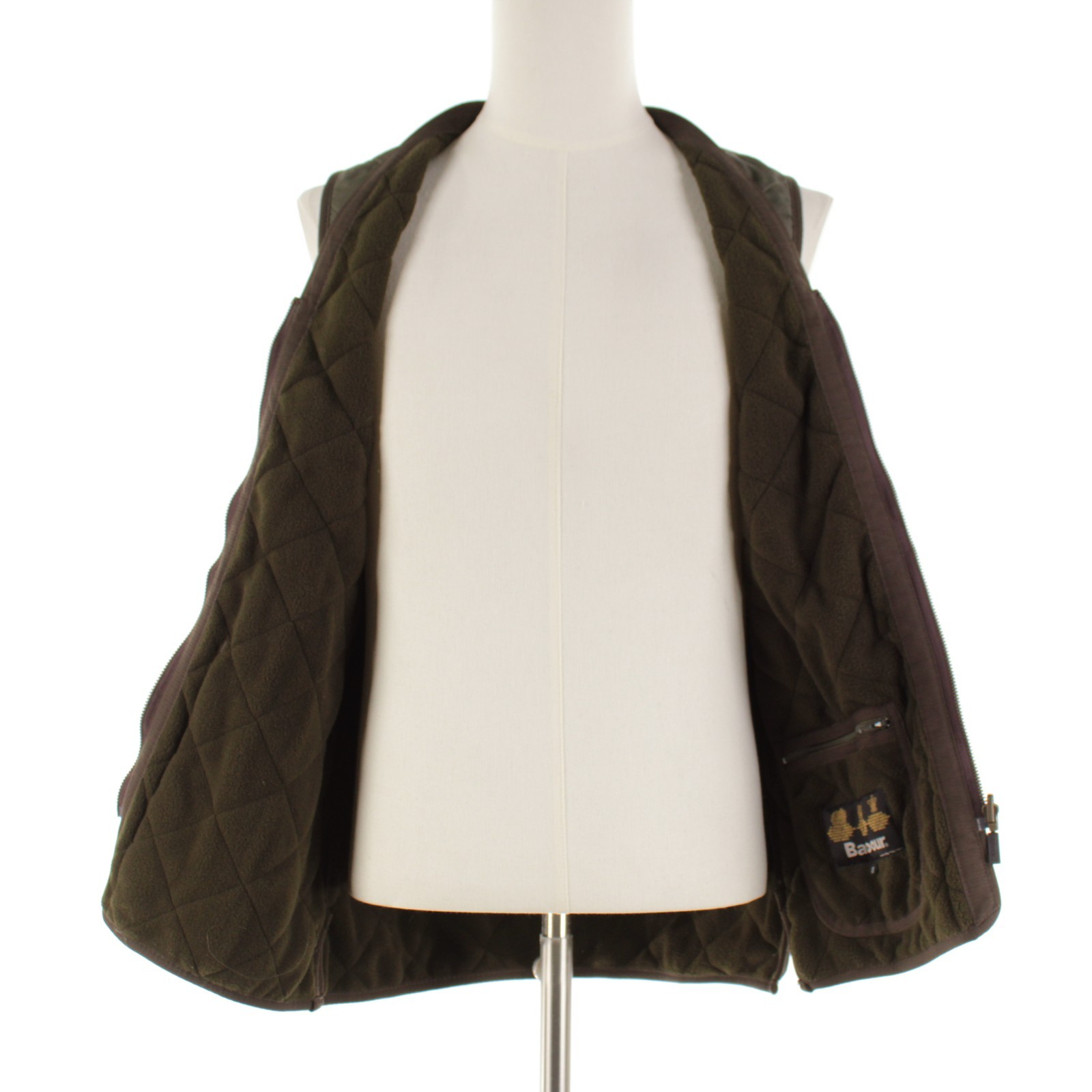 Barbour NWT 100% Polyamide Polar Quilt Waistcoat Size Small In Greenish Brown