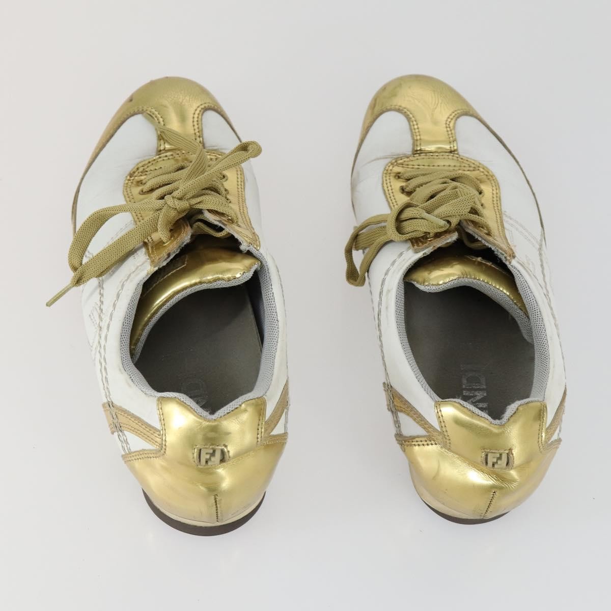 FENDI LOUIS VUITTON Sneakers Leather 2 Set White Brown Auth ti3631