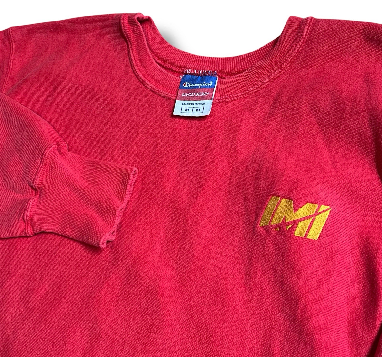 Vintage Champion Reverse Weave Red Crewneck Sweatshirt Sz M Embroidered Y2K