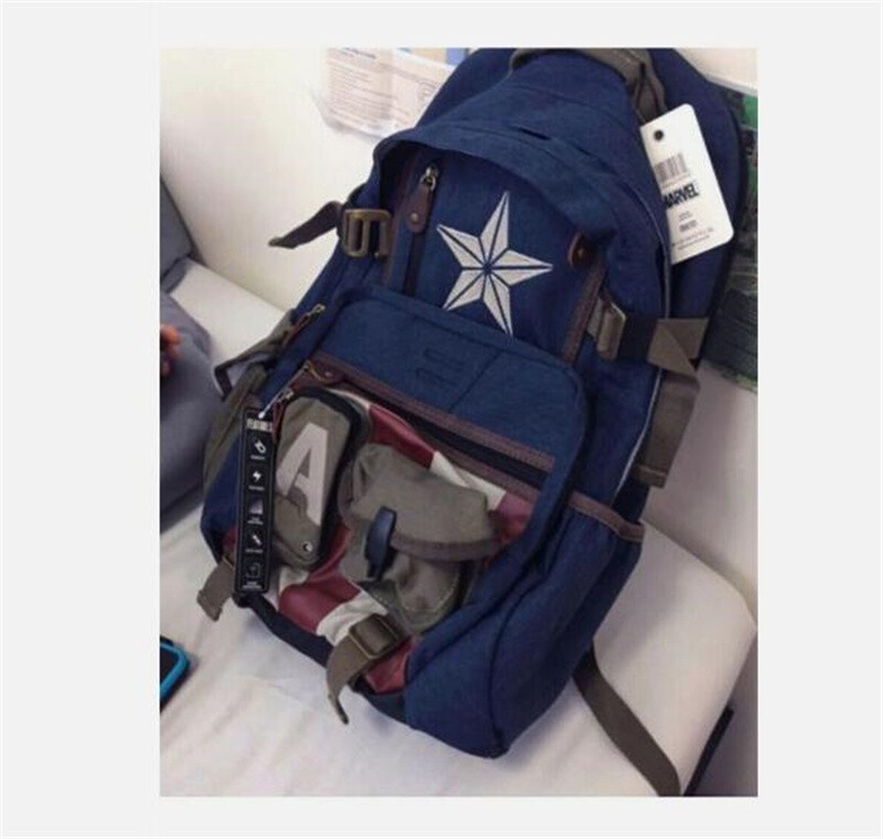 Marvel Captain America Backpack Avengers Zipper Shoulder Bag Schoolbag Rucksack