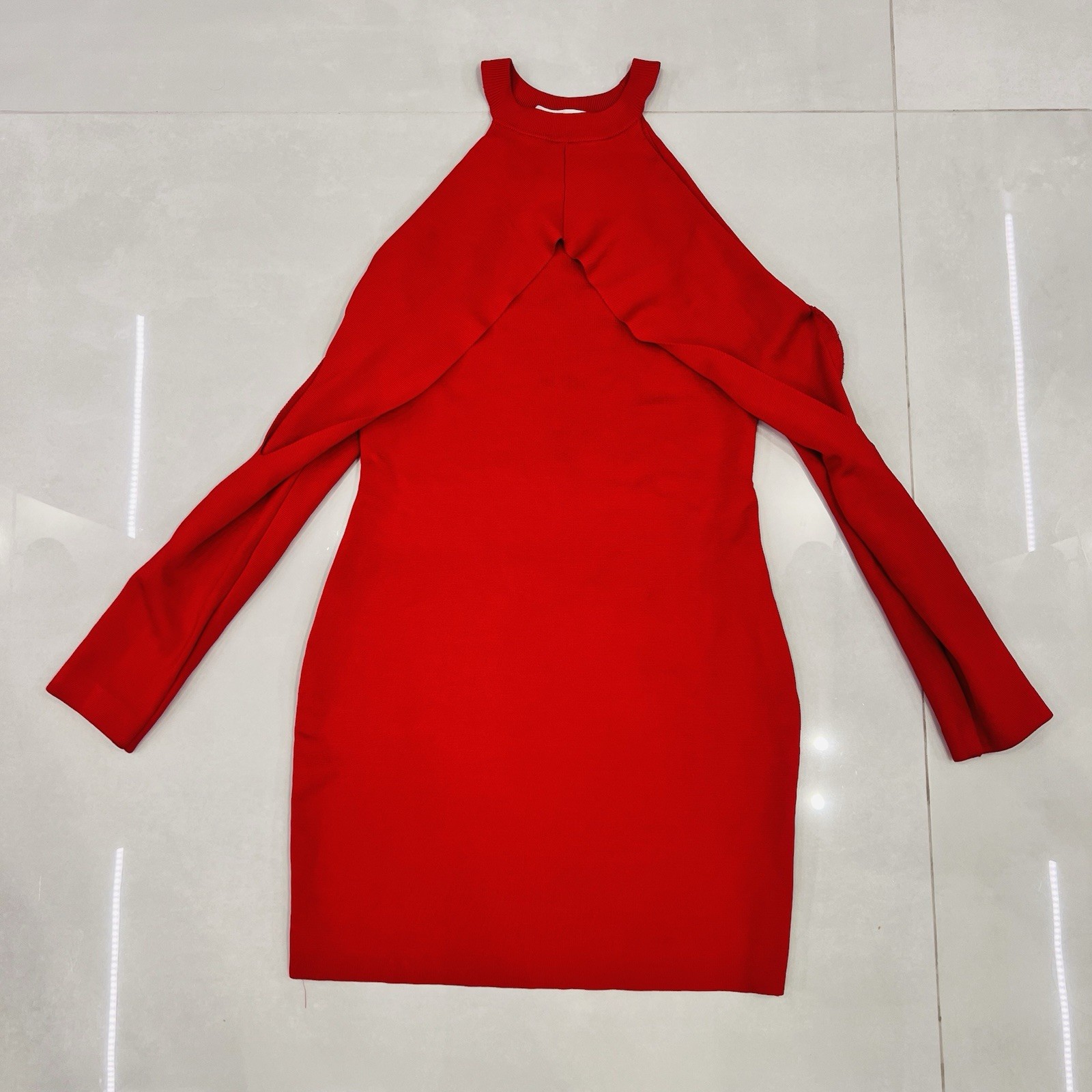 Dion Lee Women’s Sleeve Release Stretch Knit Dress- Cherry Red- (US 6)