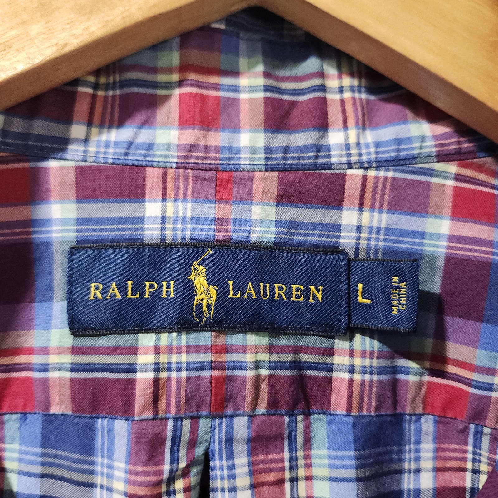Polo Ralph Lauren Plaid Check Button Down Classic Preppy Outdoor Money Large
