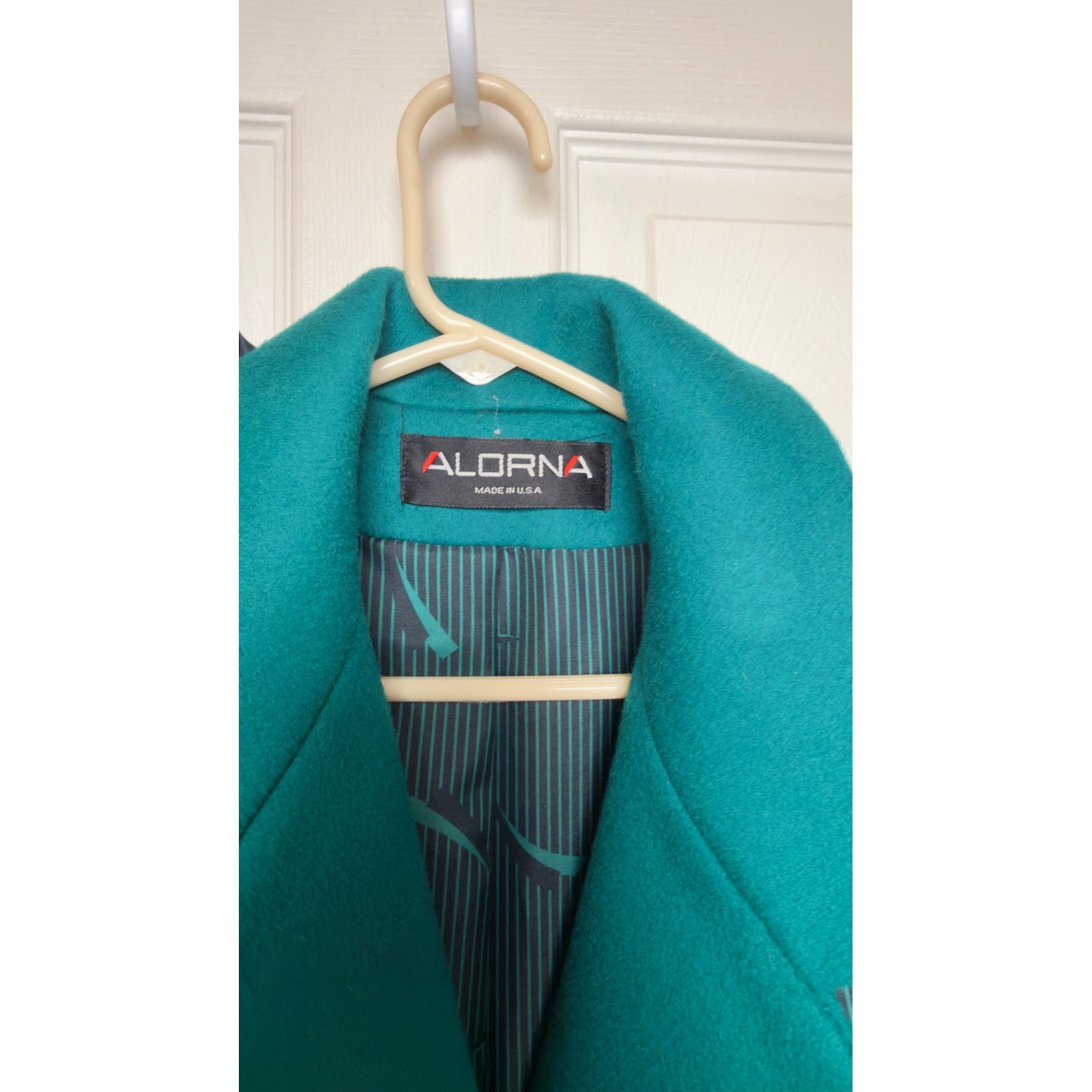 ALORNA Forstmann Wool Teal Long Trench Coat Women’s Double Breasted Tailored