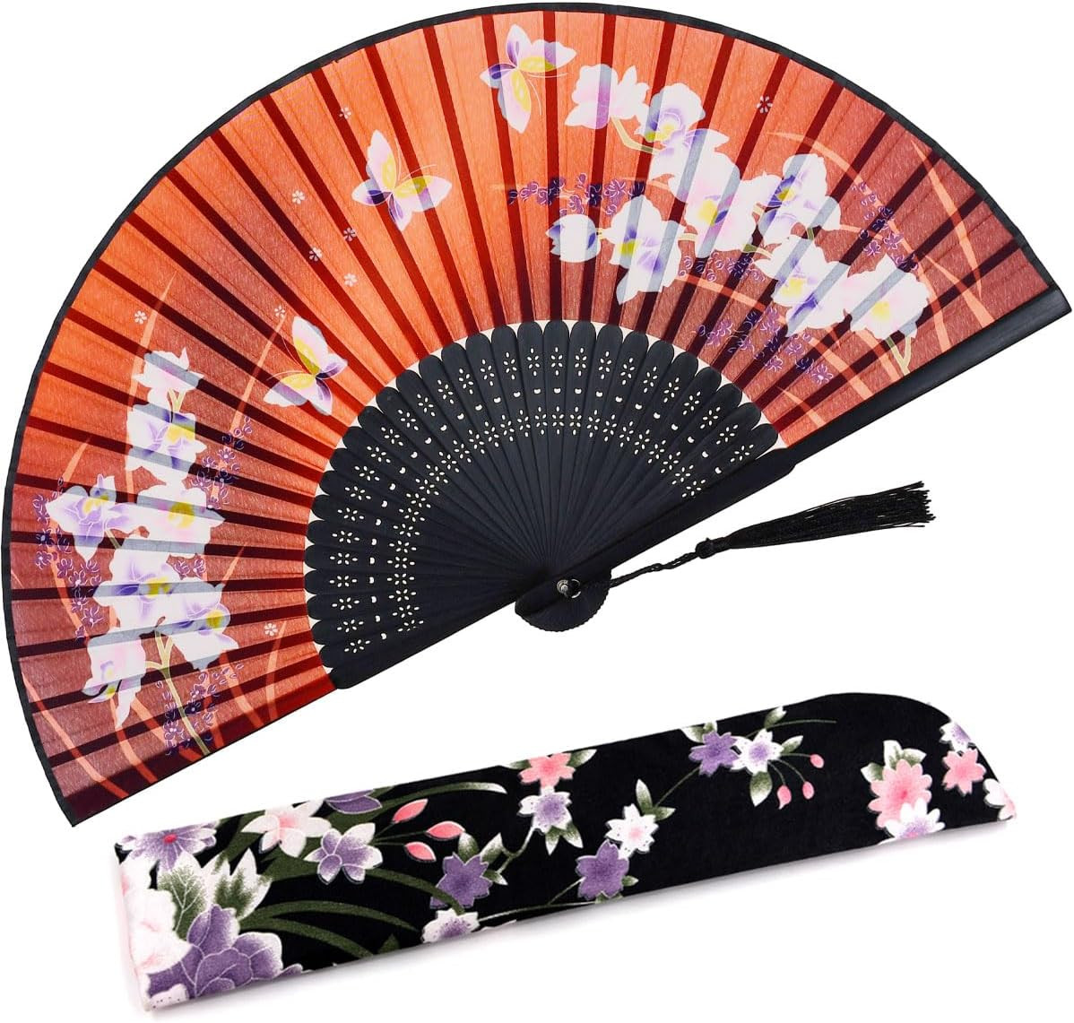 Charming Elegant Modern Woman Handmade Bamboo Silk 8.27″ (21Cm) Folding Fan Pock