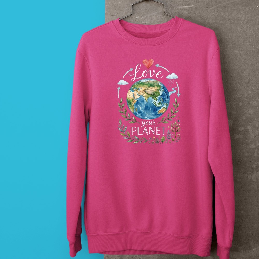 Love Your Planet Sweatshirt Earth Day Eco Friendly Global Awareness Gift