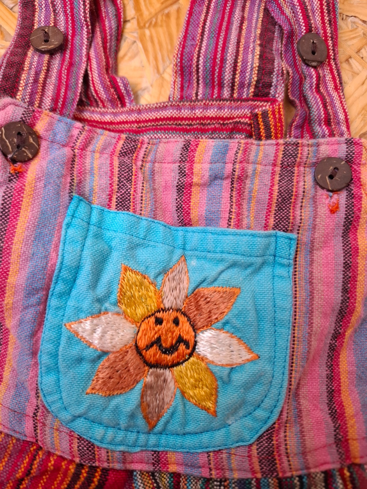 Nepal Patchwork Cotton Toddler Overalls Dungarees 9-12M Boho Hippie