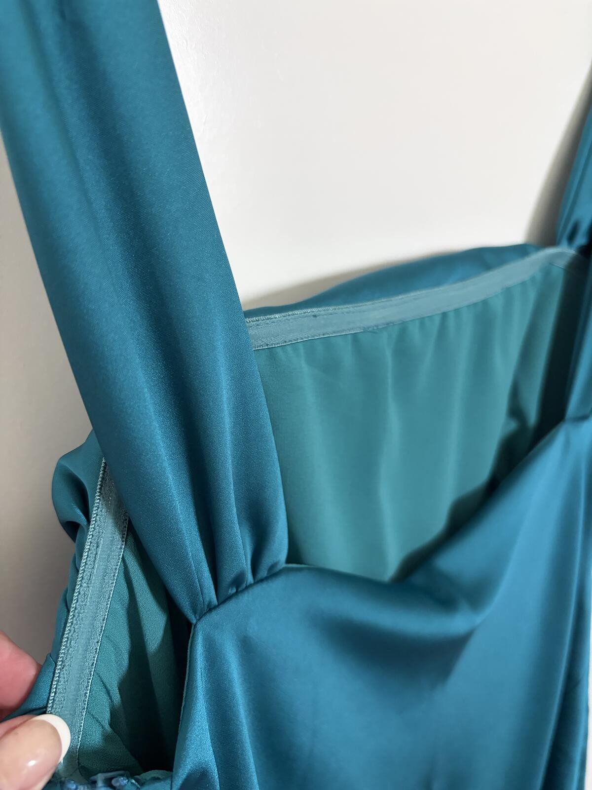 Teal Sleeveless Maxi Dress 100% Polyester With Side Zipper