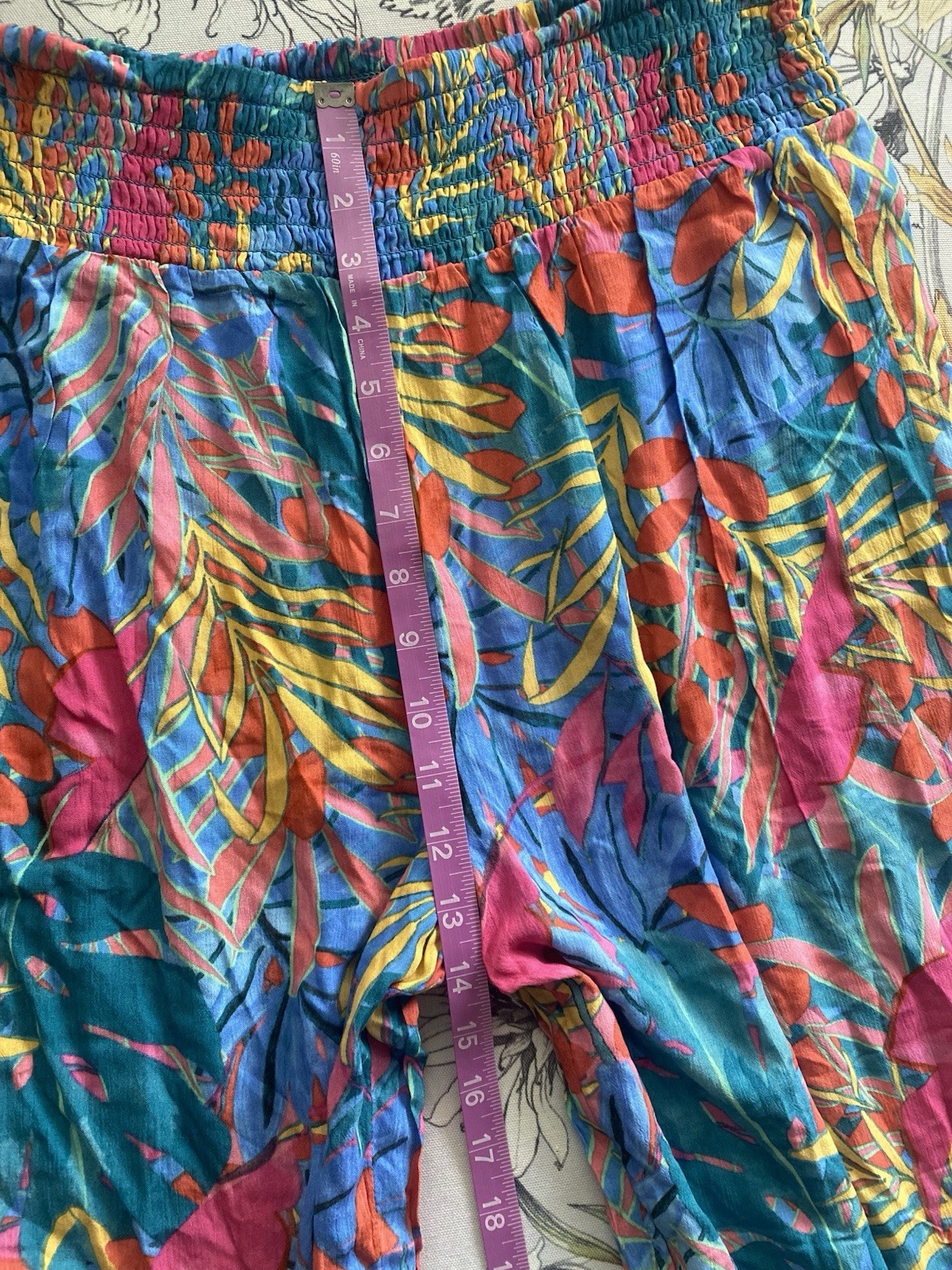 Kona Sol Light Flowy Boho Pants, Cover Up, Beach, Pool, Tropical, Size L