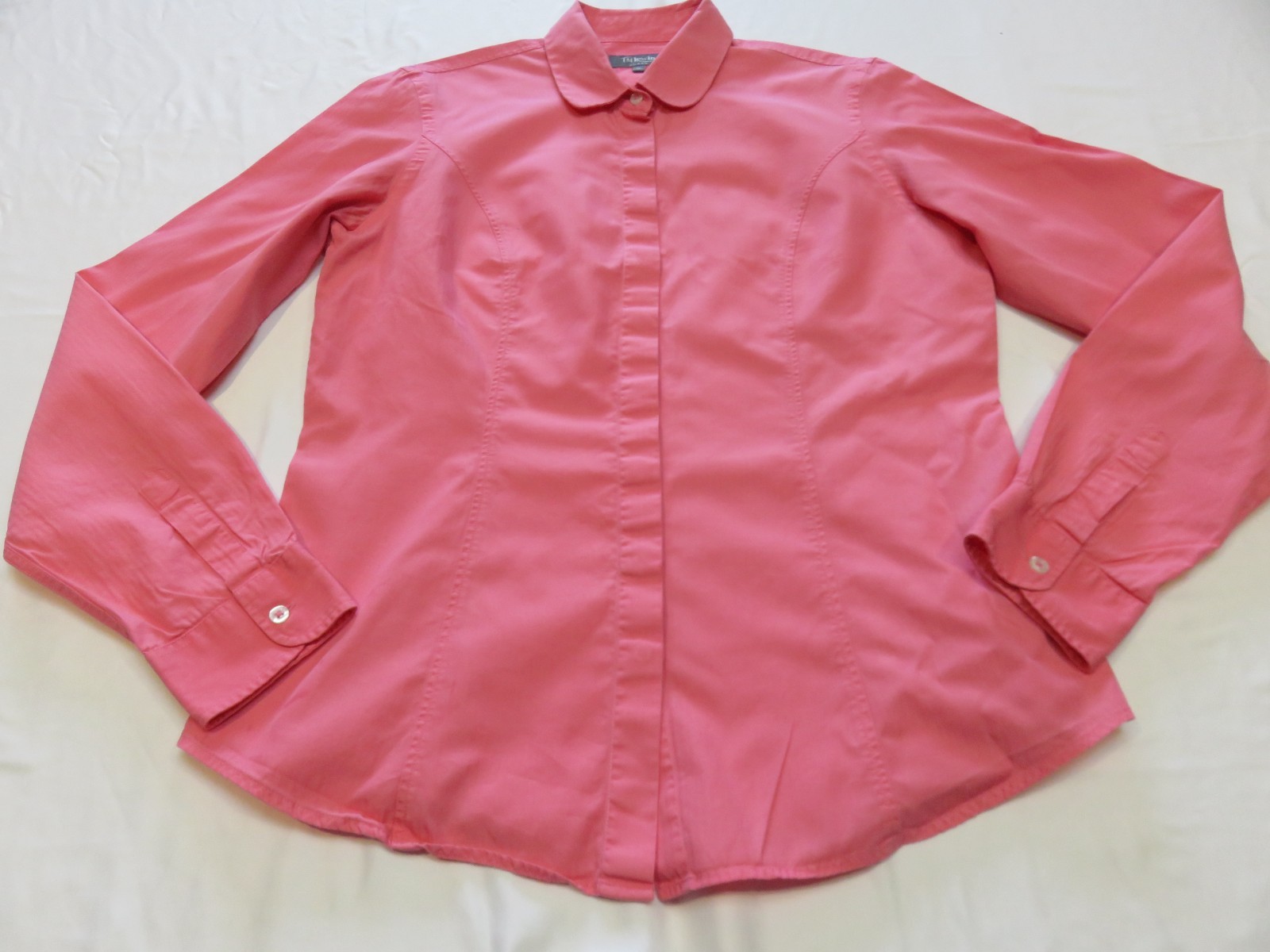 TM LEWIN WOMAN SALMON PINK BEAUTIFUL TAILORED LONG SLEEVE COTTON SHIRT UK 10 -12