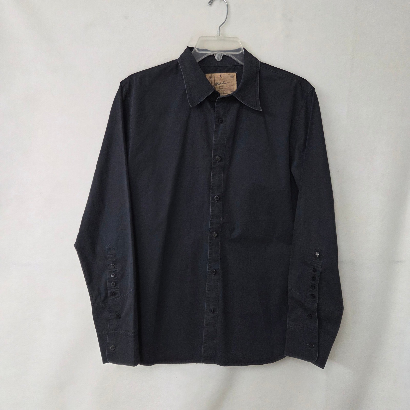 Howe Button Up Shirt Mens L Black Western Cowboy Yoke Multi Button Cuff Cotton