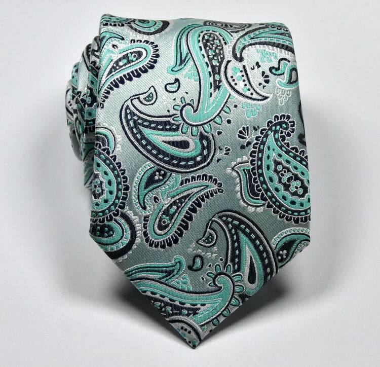 New Paisleys Turquoise Black 100% Silk Men’s Tie Fashion Necktie 3.15”(8CM)