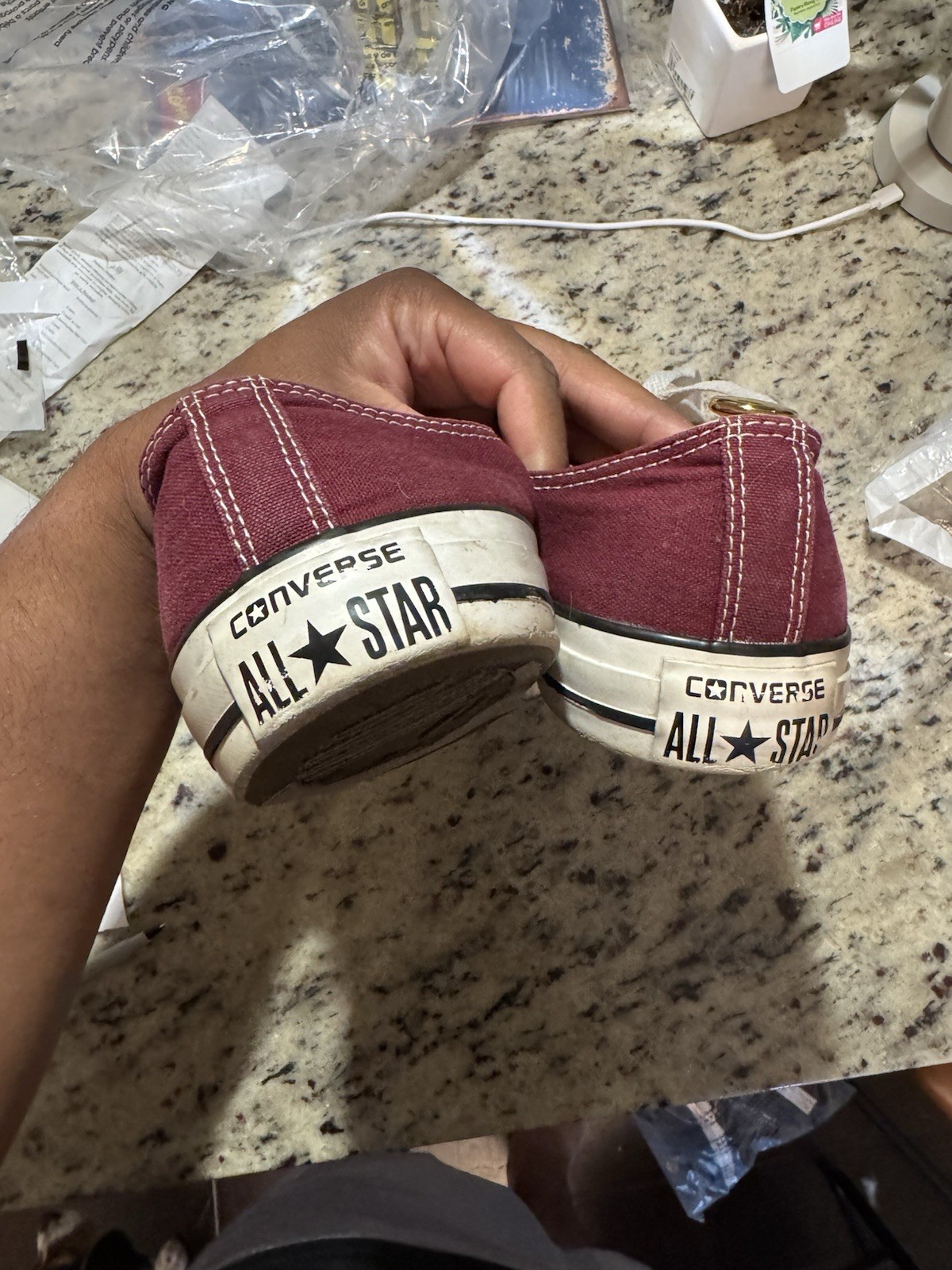 Vintage Converse All Star Chuck Taylor Maroon Low Top Made in USA M 13 W 15
