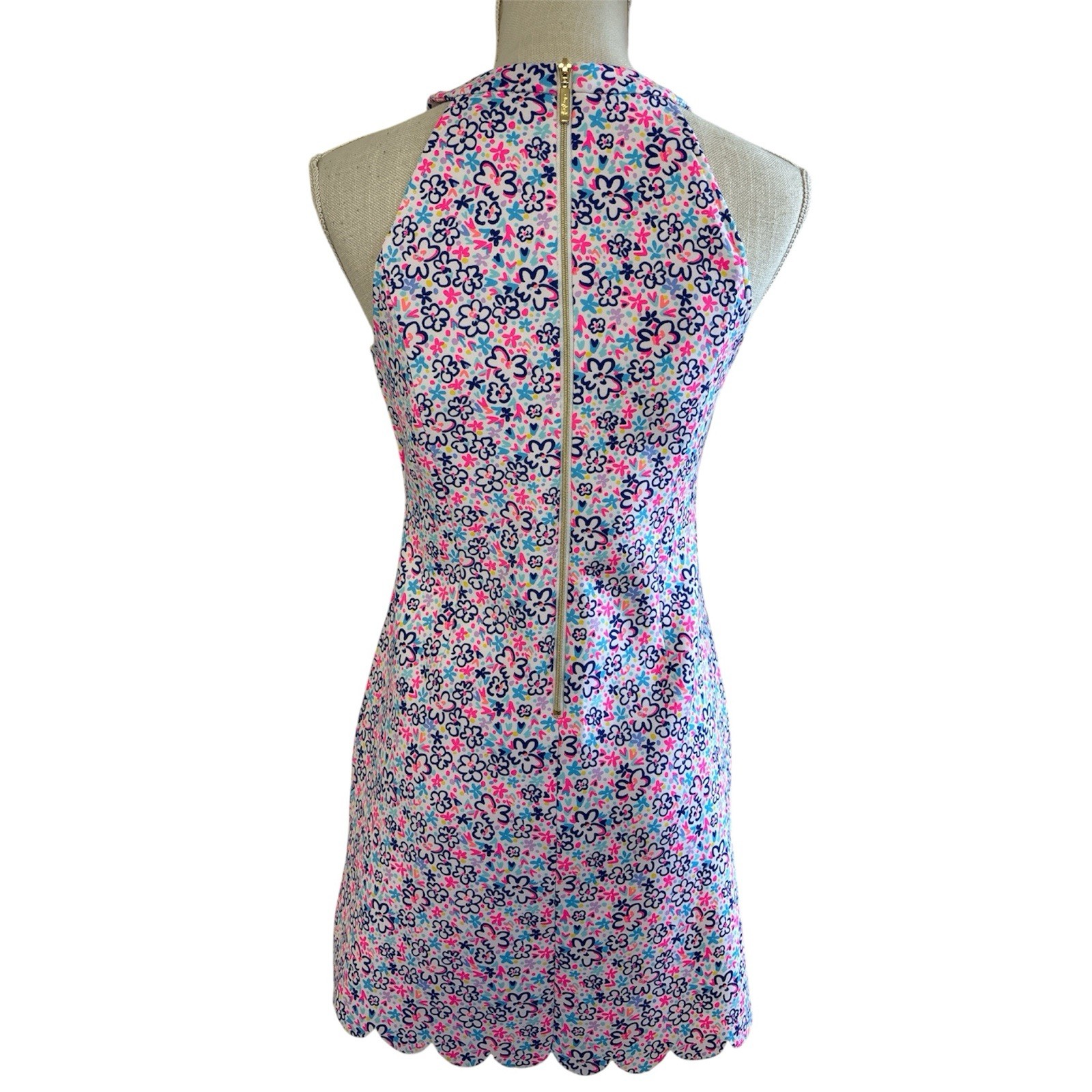 Lilly Pulitzer Girls Floral Halter Sheath Dress in Pink & BlueSz/16 Woman/S