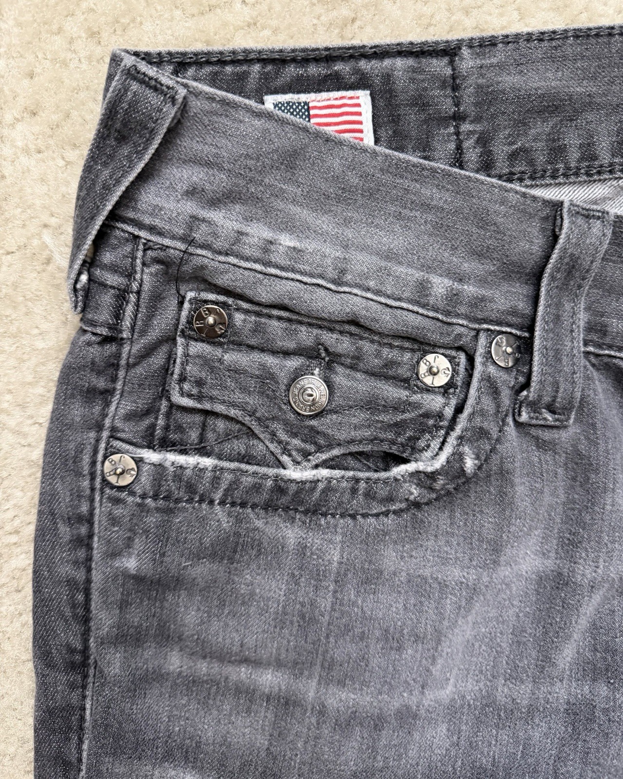 True Religion Mens 32 World Tour Section Ricky Seat 34 Denim Jeans Pants
