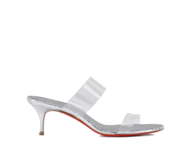 CHRISTIAN LOUBOUTIN 55mm Just Nothing Clear Slide silver heels size 39