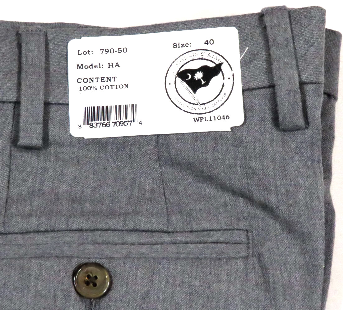 Morris & King NWT100% Combed Cotton Medium Gray Trousers Size 40
