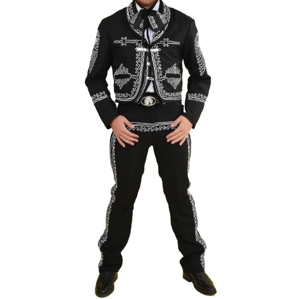 Caballo Bronco Mens Traje Charro Suit 42/36 Black Silver Mariachi NEW Complete