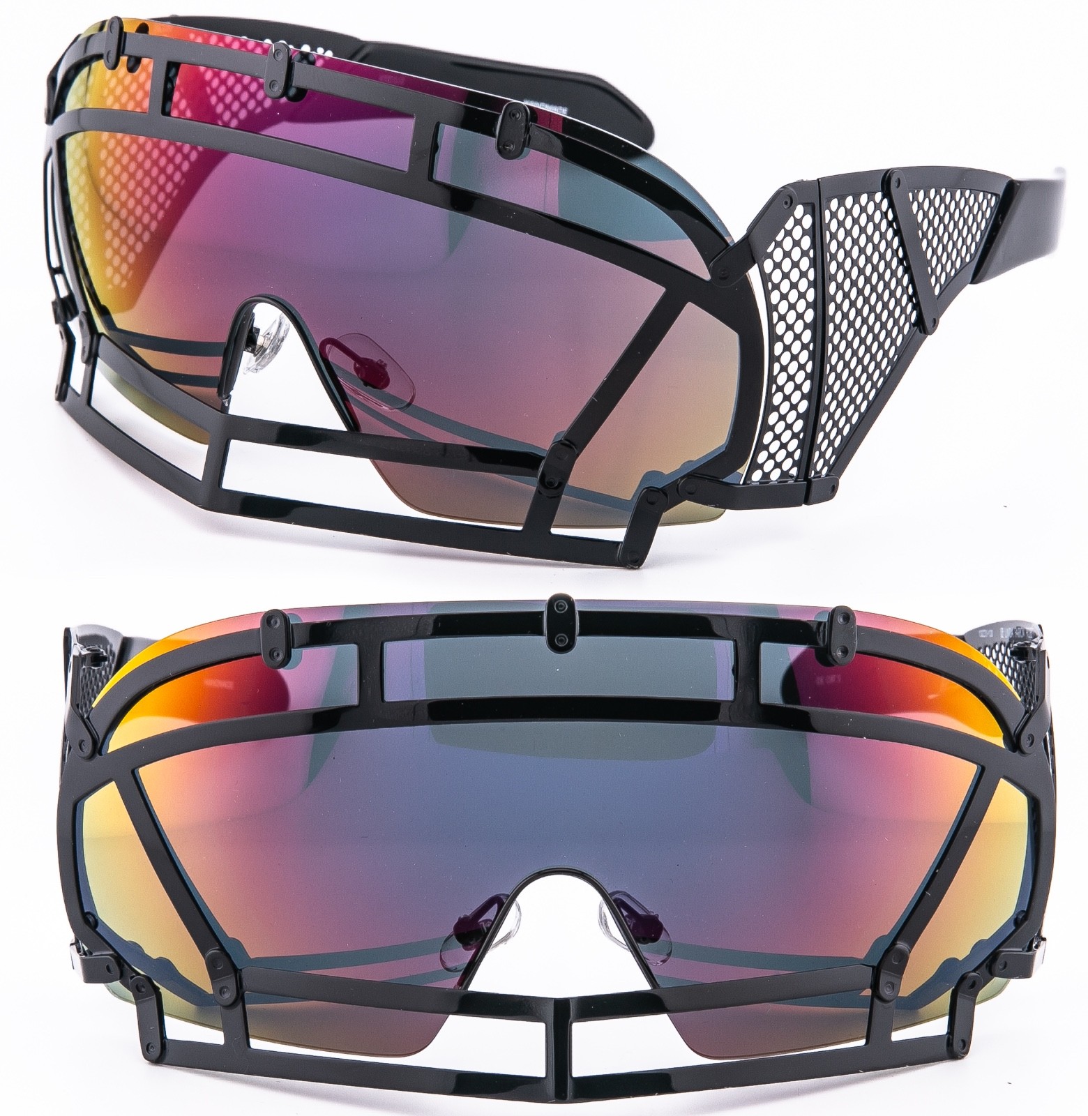 KTZ Linda Farrow Football Helmet Mask Sunglasses Black Steel Red Mirrored KTZ1