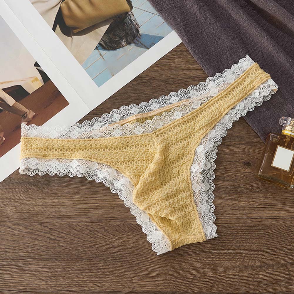 Sexy Contrast Pattern Intimate Wear Men’s Lace Briefs 90%Nylon+10%Spandex
