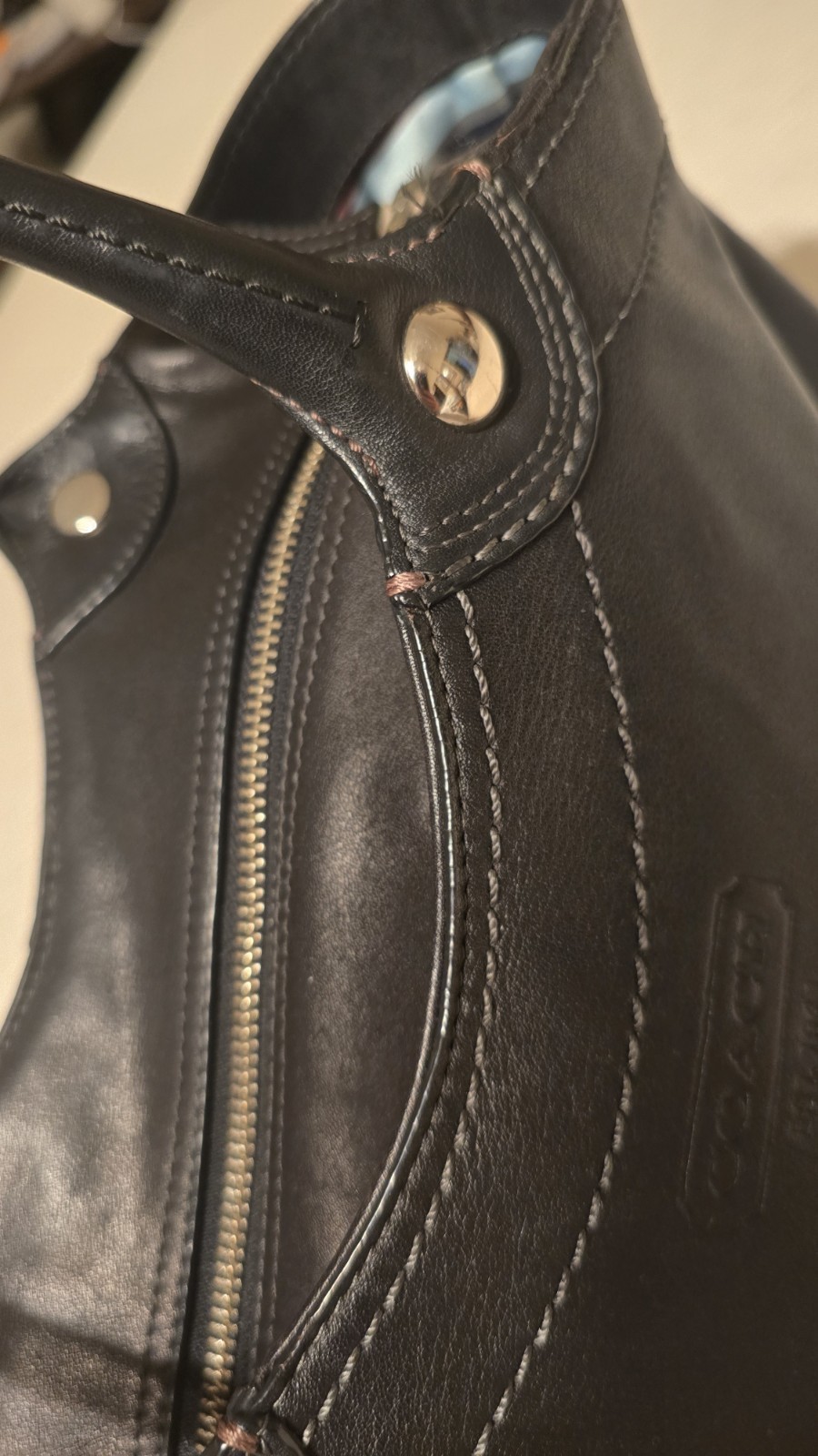 2009 Coach Bleeker Leather Tote Legacy Lining, Inner Pockets, Silver Hardware