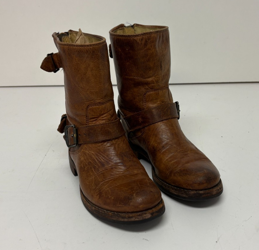 Frye Veronica Bootie Cognac Leather Rear Zip Women’s Boots US 6 B GREAT
