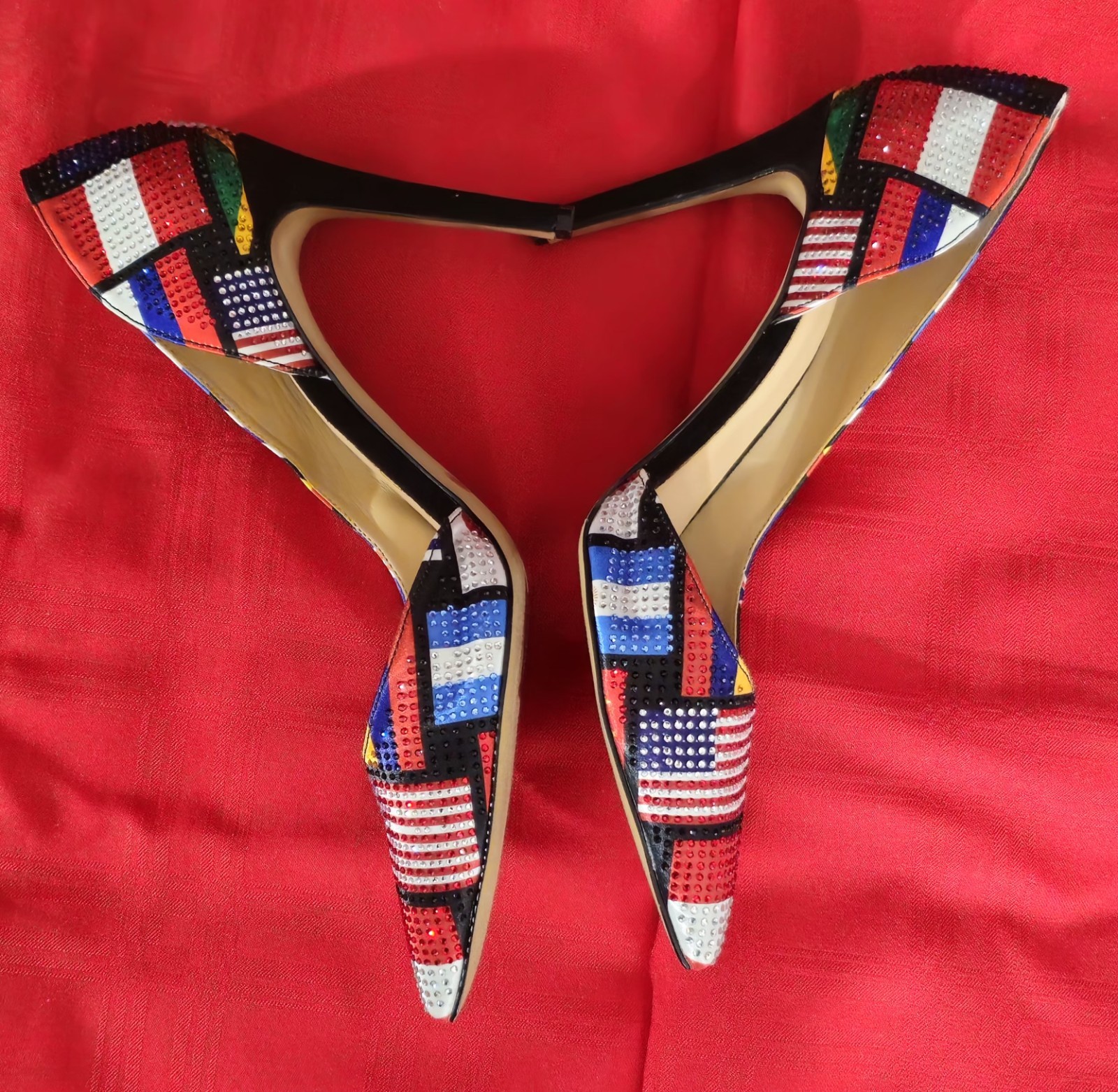 International Flag Inspired World Cup Rhinestone Pumps INC Women’s Size 10
