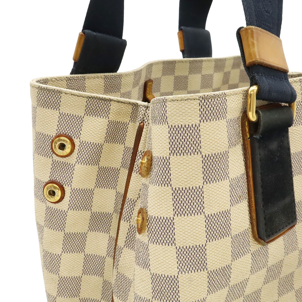 Louis Vuitton Damier Azur N41179 Tote Check Canvas Ivory Unisex Bag #BLB2062
