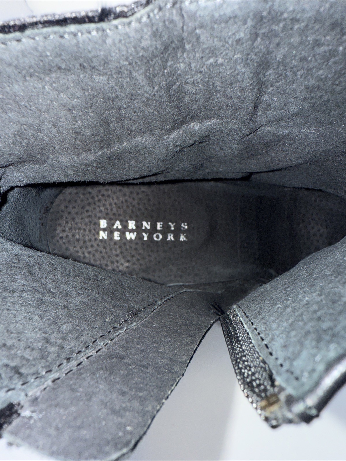 BARNEYS NEW YORK Black Bug Beaded Suede Ankle Boot Shoes 39