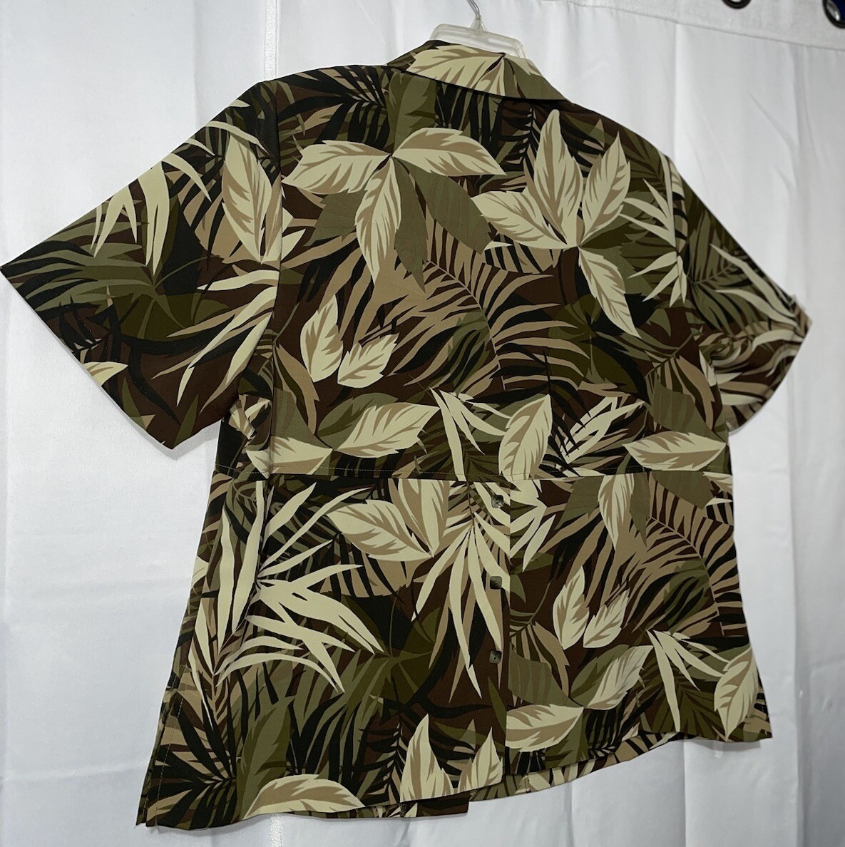 Vintage Studio C Green Tropical Button Up Top Shoulder Pads Hawaiian Sz 18