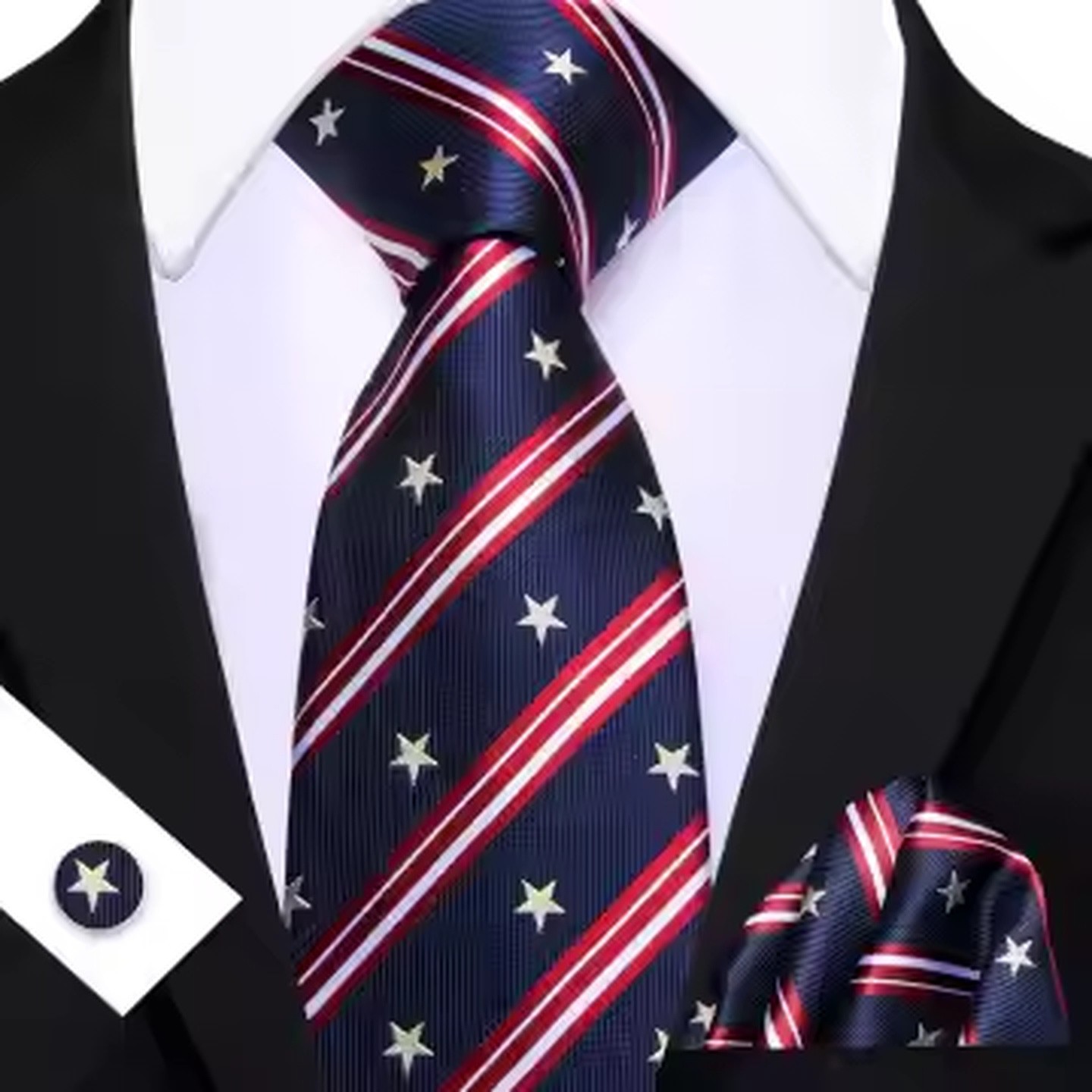 Stars & Stripes (Blue with Red & White Stripes) Necktie Set