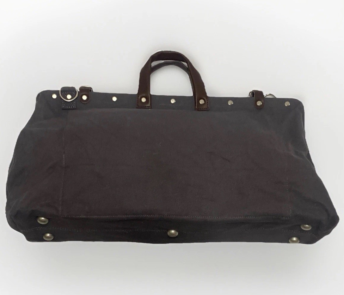 Line Of Trade Blue Weekender Bag 0312 Canvas Duffle Leather Trim Travel Tote 22”