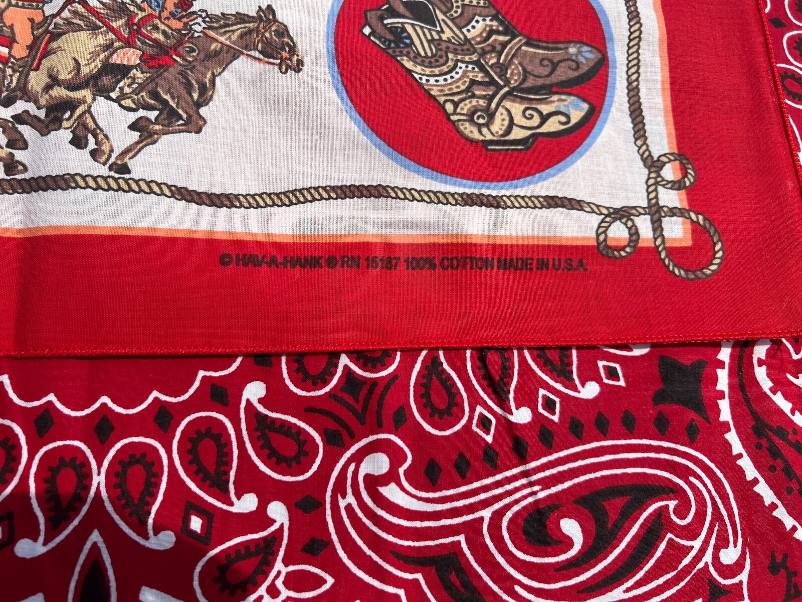 Southwest Rodeo Cowboy Red 22×22 Bandanna