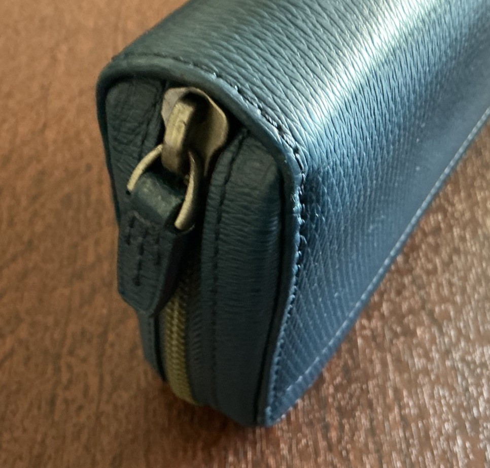 TUMI ~MONACO COLLECTION~ 8” TRAVEL/MULTI-PURPOSE WALLET ~ TEXURED LEATHER ~ BLUE