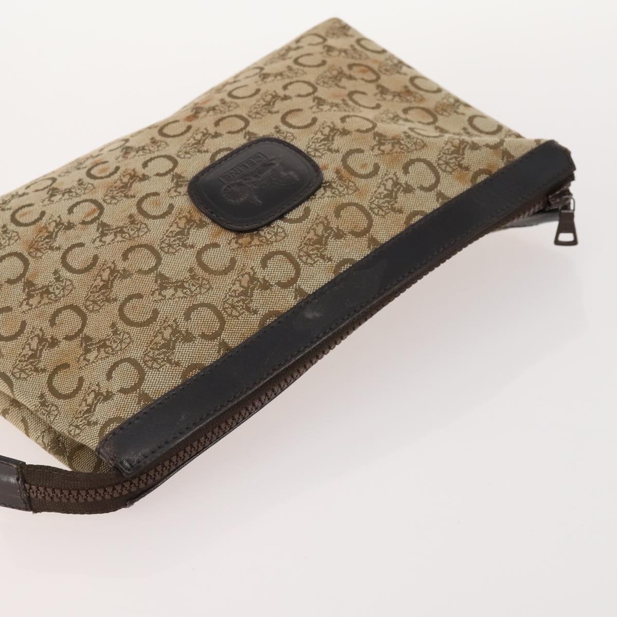 CELINE Macadam Canvas C Macadam Canvas Pouch PVC 3 Set Beige Brown Auth fm5234