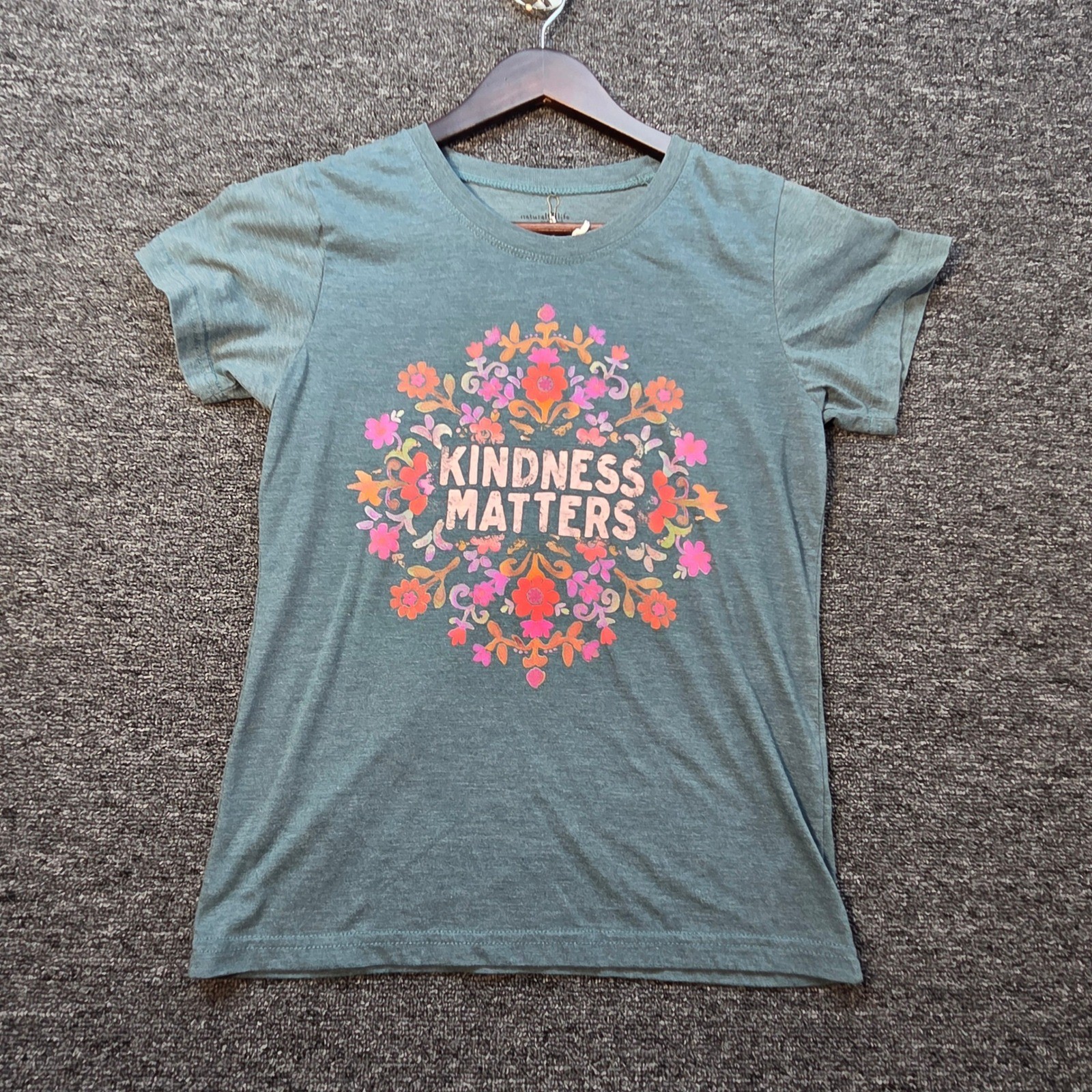 Natural Life Graphic Tee Women S Teal Kindness Matters Floral Boho Inspirational