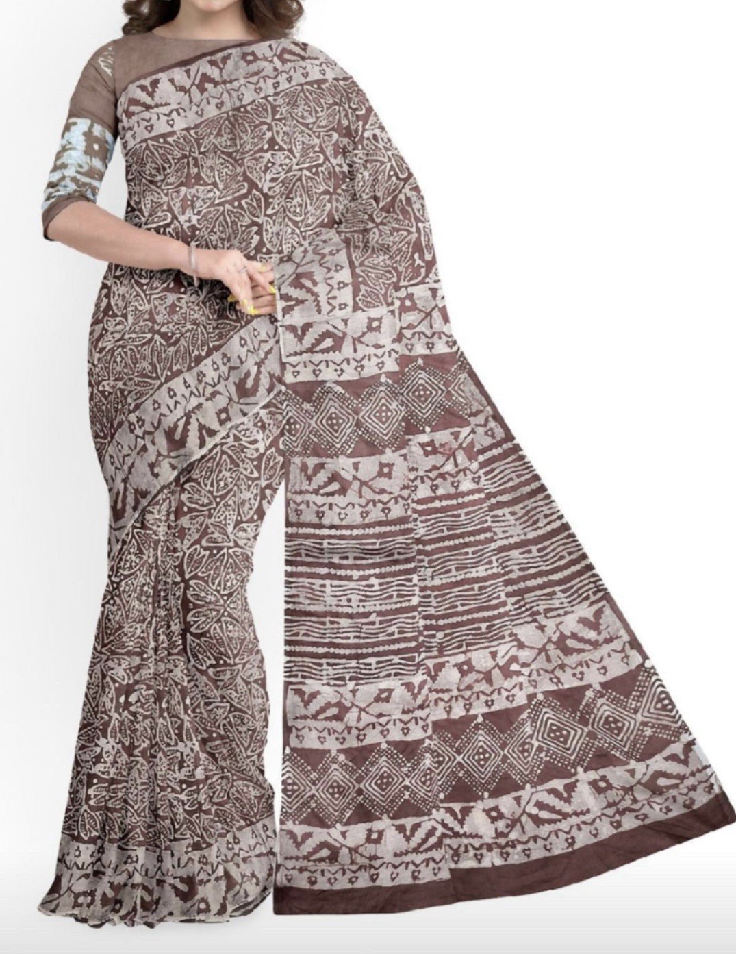 NEW 🆕, Cotton BATIK SAREE. ( Item#L3881 ) including blouse piece. Only $33