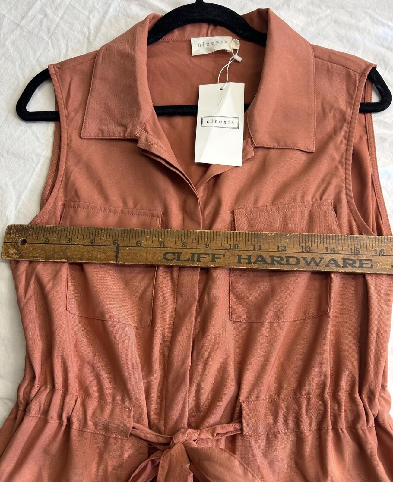 Ninexis NWT Safari Utility Top Rust Sleeveless Tie Waist Size L