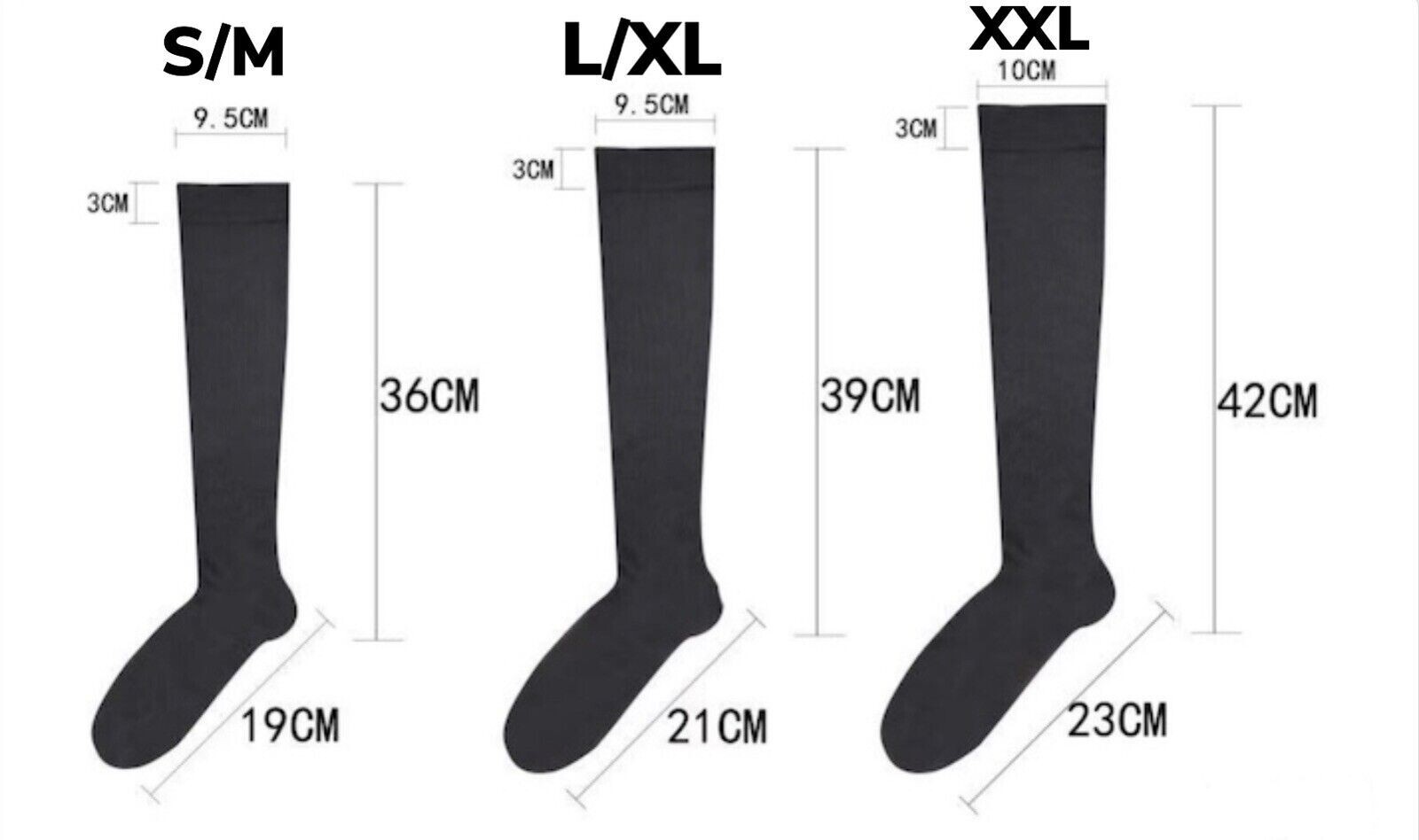 (4 Pairs) (S-3XL) Compression Socks Stockings Graduated Support Men’s Women’s