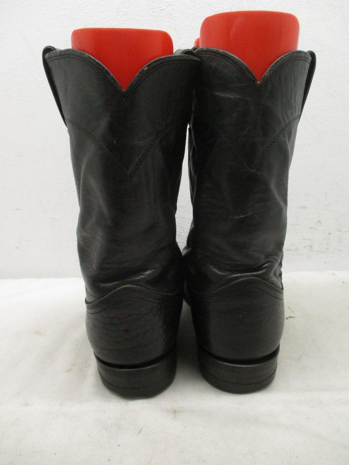 Justin Classic Black Bullhide Leather Roper Style 3187 Cowboy Boots Mens Sz 8 D