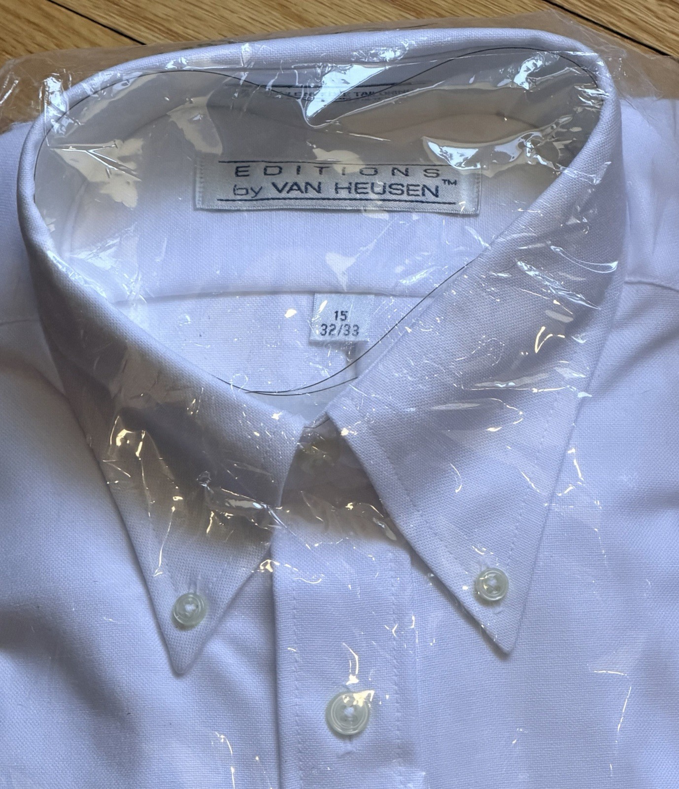Editions Van Heusen White Long Sleeve Men Button Down Dress Shirt Large 15-32/33