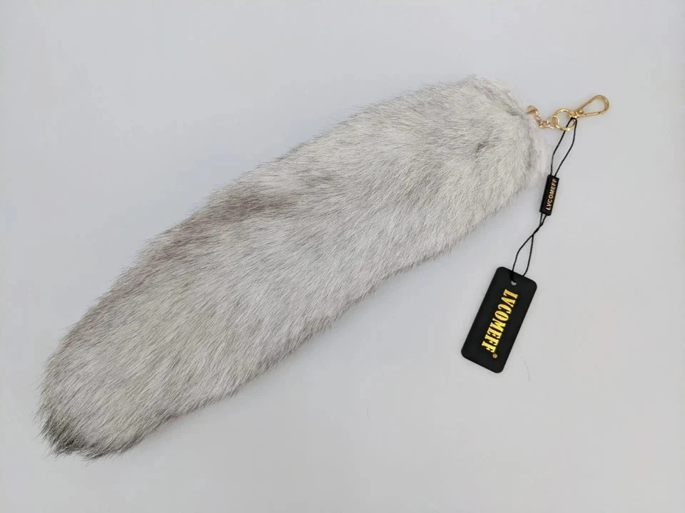 16″-18″ Real Fox Fur Tail Keychain Bag Charm Furry Pendant Costume Cosplay Toys
