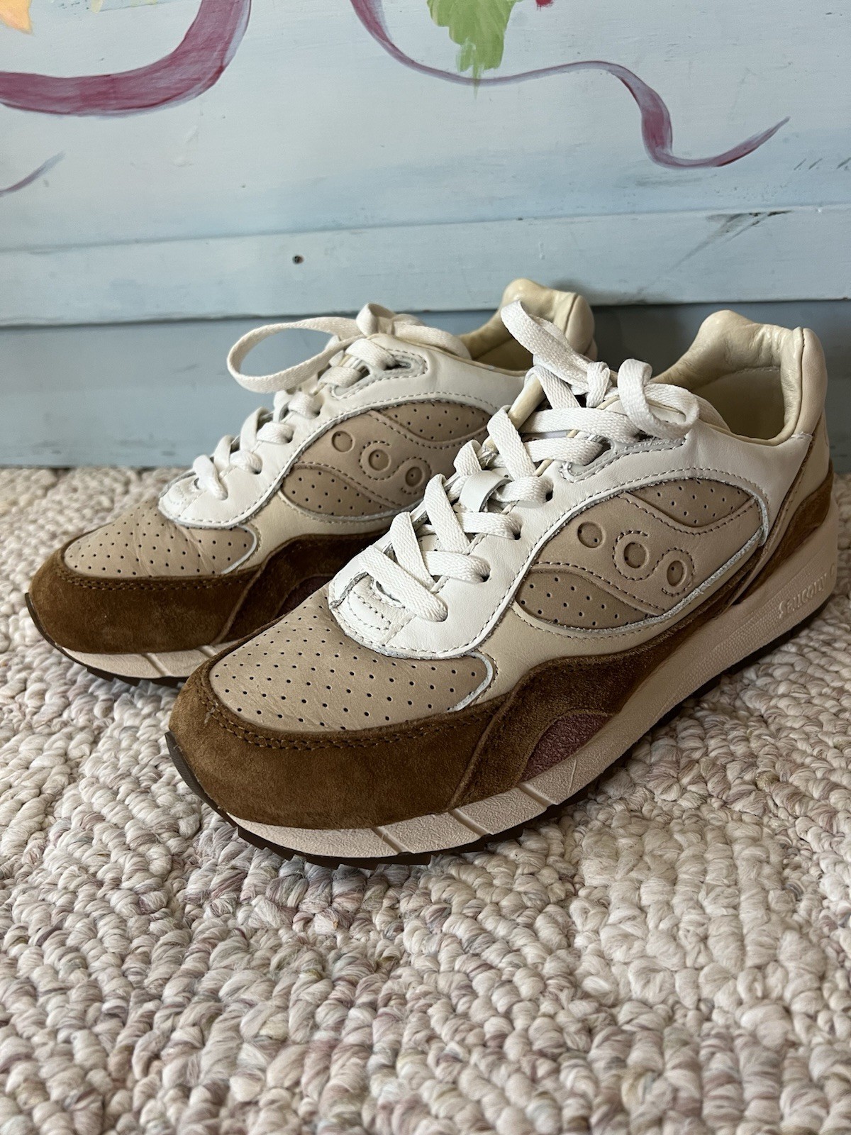 Saucony Shadow 6000 Beige Rust Sneakers Mens Shoes Size 8 Brown Tan S70775-1