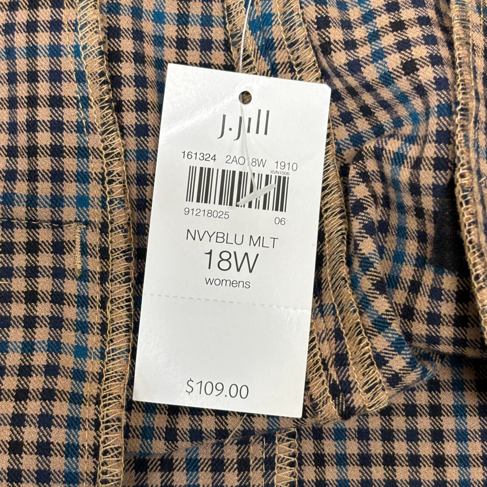 NWT J Jill Women Premium Bi-Stretch Dress Pants Size 18W Gingham Ankle C002 -2