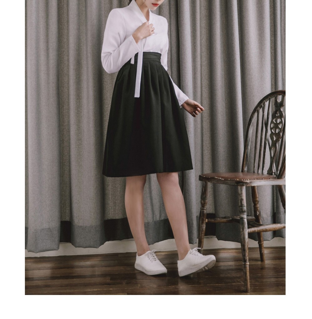 [CHUSHOP]Korean Modernized Traditional Costume Woman Hanbok Set,*White&Black*