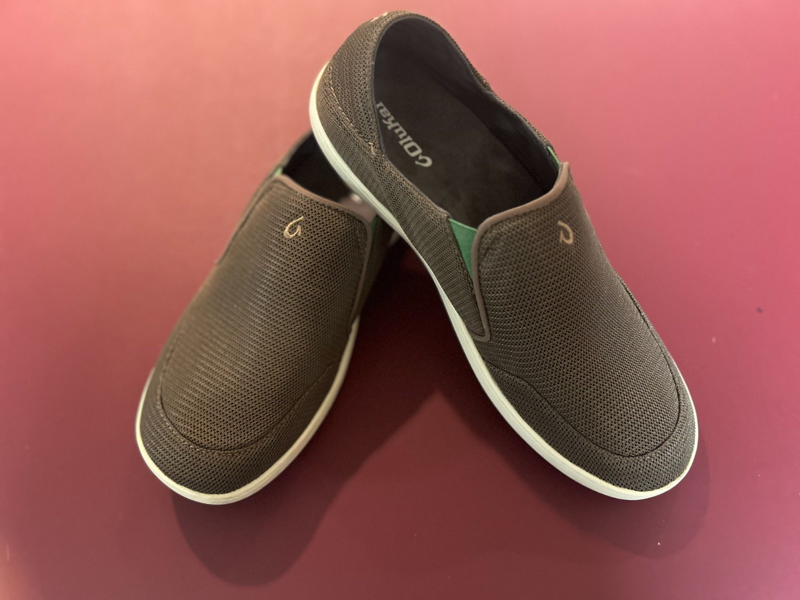 Olukai Nohea Mesh Shoes Mens Size 11.5 Brown Slip On Comfort Loafers Lightweight