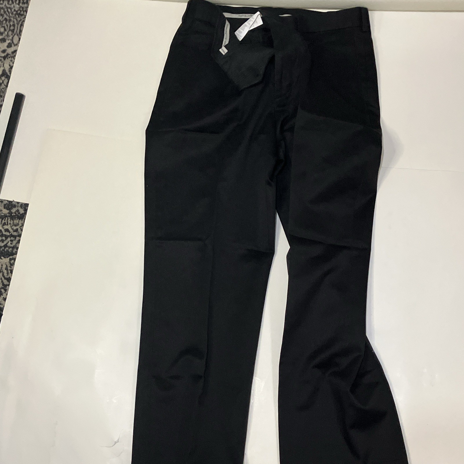 Perry Ellis Portfolio Men’s Black Cotton Solid Dress Pants 32W Regular