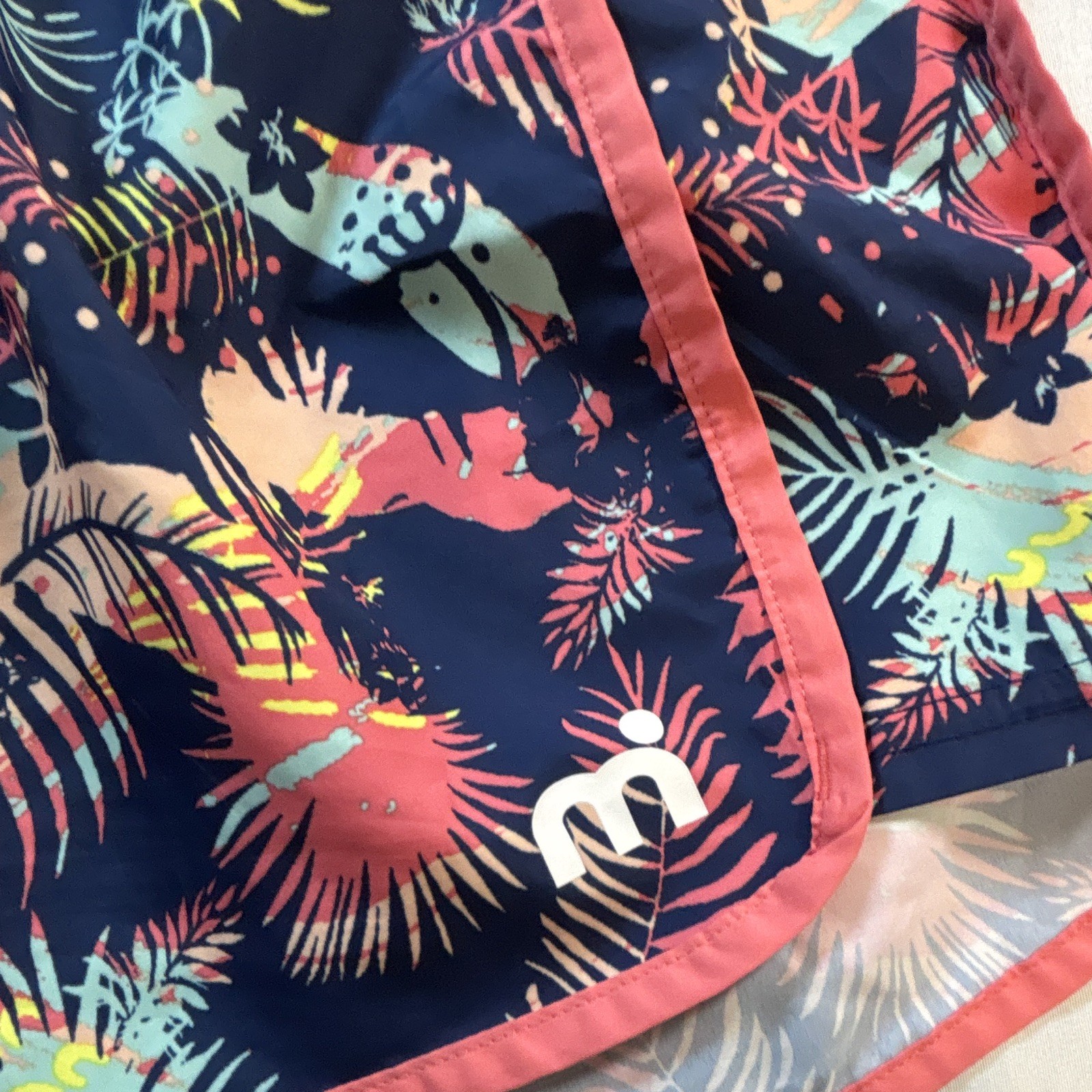 Mistral Tropical Print Swim Shorts Size L EU 40 Coral Navy Drawstring