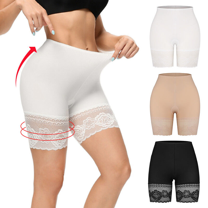 Womens Slip Shorts Anti Chafing Underwear Mid Thigh Wide Lace Boyshorts Pants