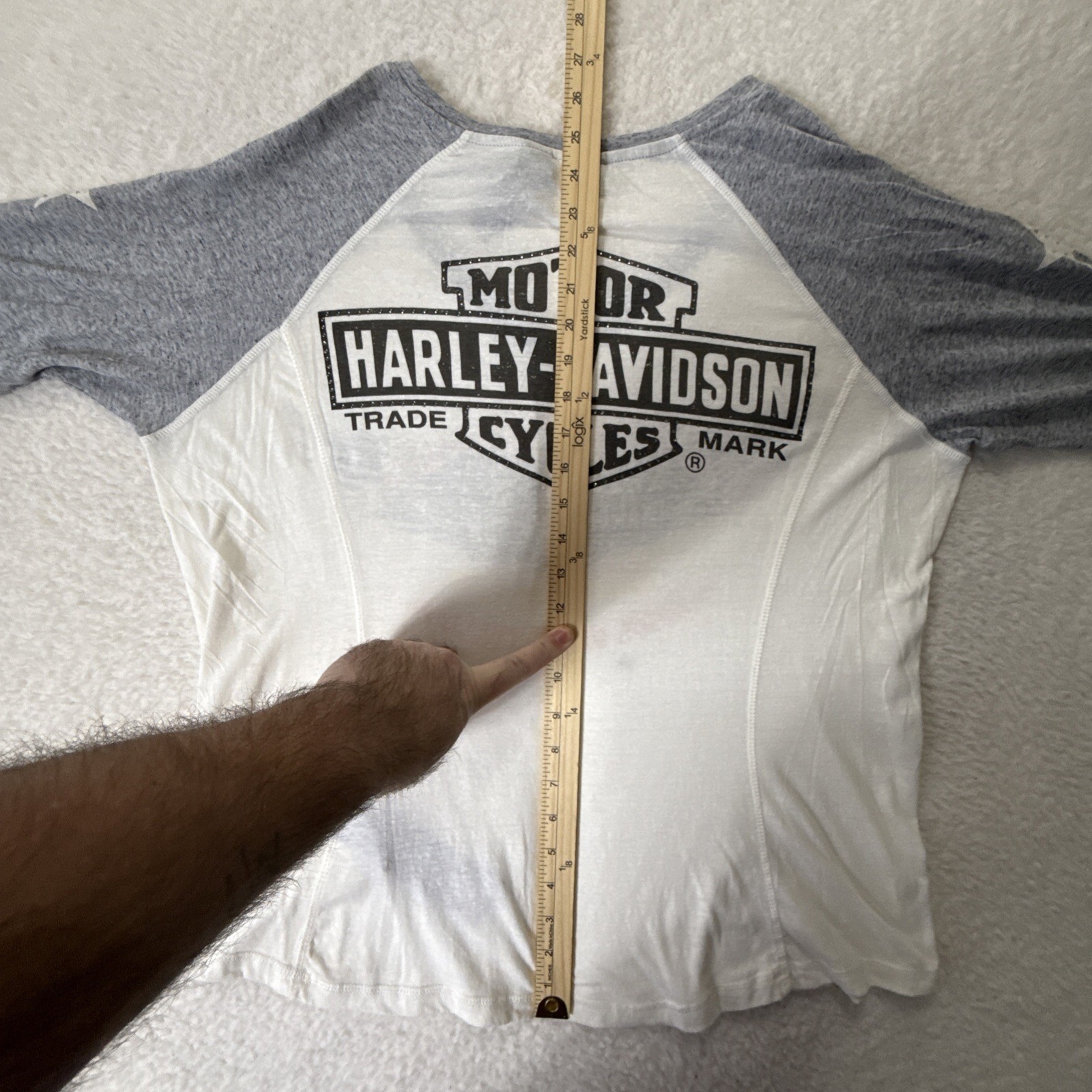 Harley Davidson Women’s White Gray Long Sleeve Bedazzled Jeweled Shirt 1W 18-20
