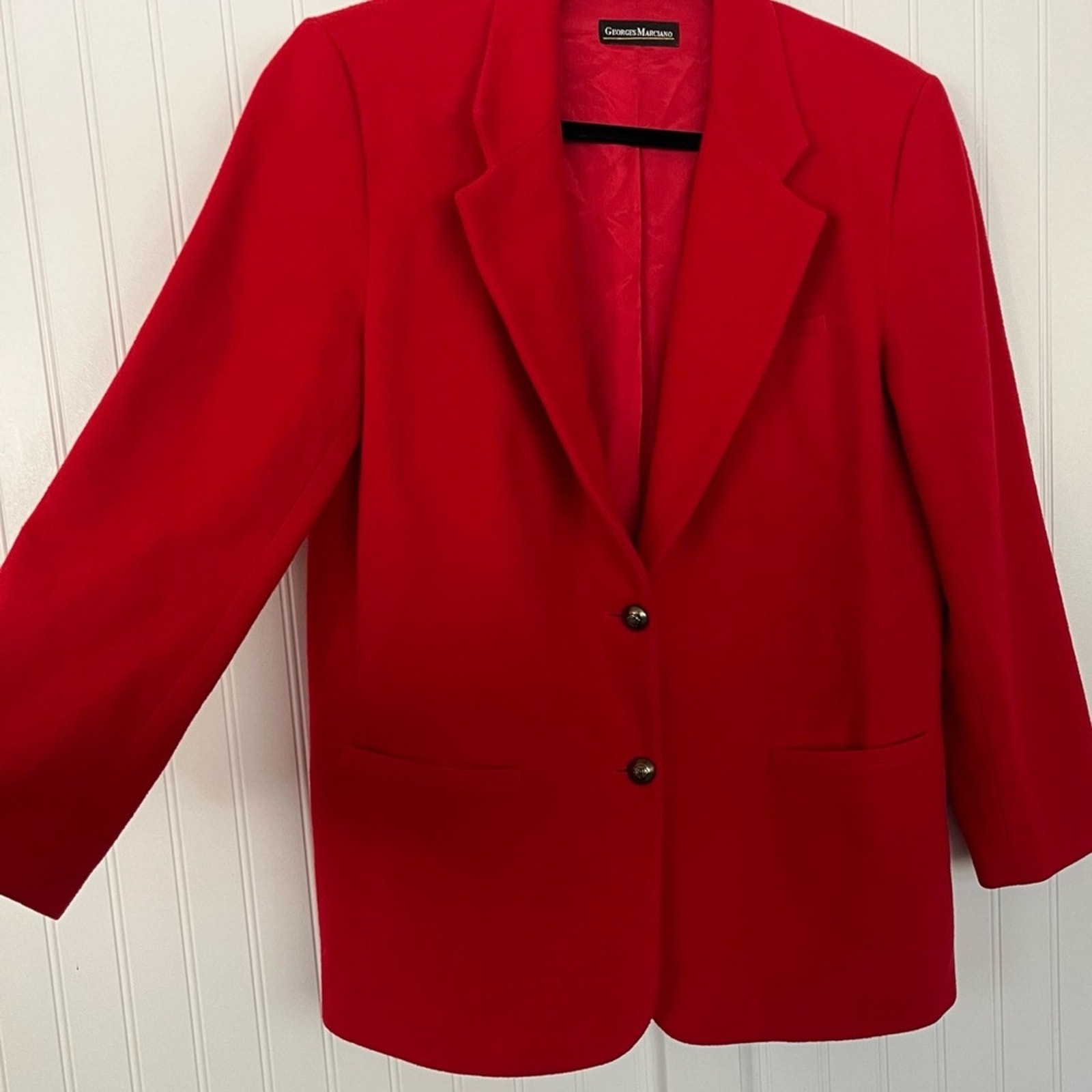 VIntage Red Oversized Blazer Wool Cashmere Blend Georges Marciano Designer 12